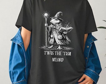Rolig neurodiversitetshumorskjorta, T'was The 'Tism M'lord-skjortan, Weirdcore-grafiktröja, sarkastisk citatskjorta, ohämmade gåva, rolig grodmeme