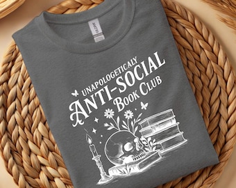 Anti Social Book Club t shirt, Dark Academia Tee | Introvert Reader Gift, Gothic Bookish Shirt, Vintage Book Lover T-Shirt for Women