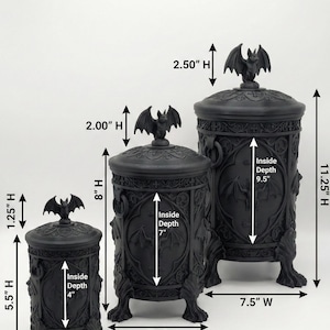 Gothic Bat Canister with Lid | Dark Home Decor Storage Jar
