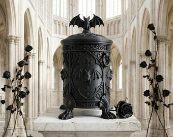 Gothic Bat Canister with Lid | Dark Home Decor Storage Jar | Gothic Home Accent | Multiple Sizes Available