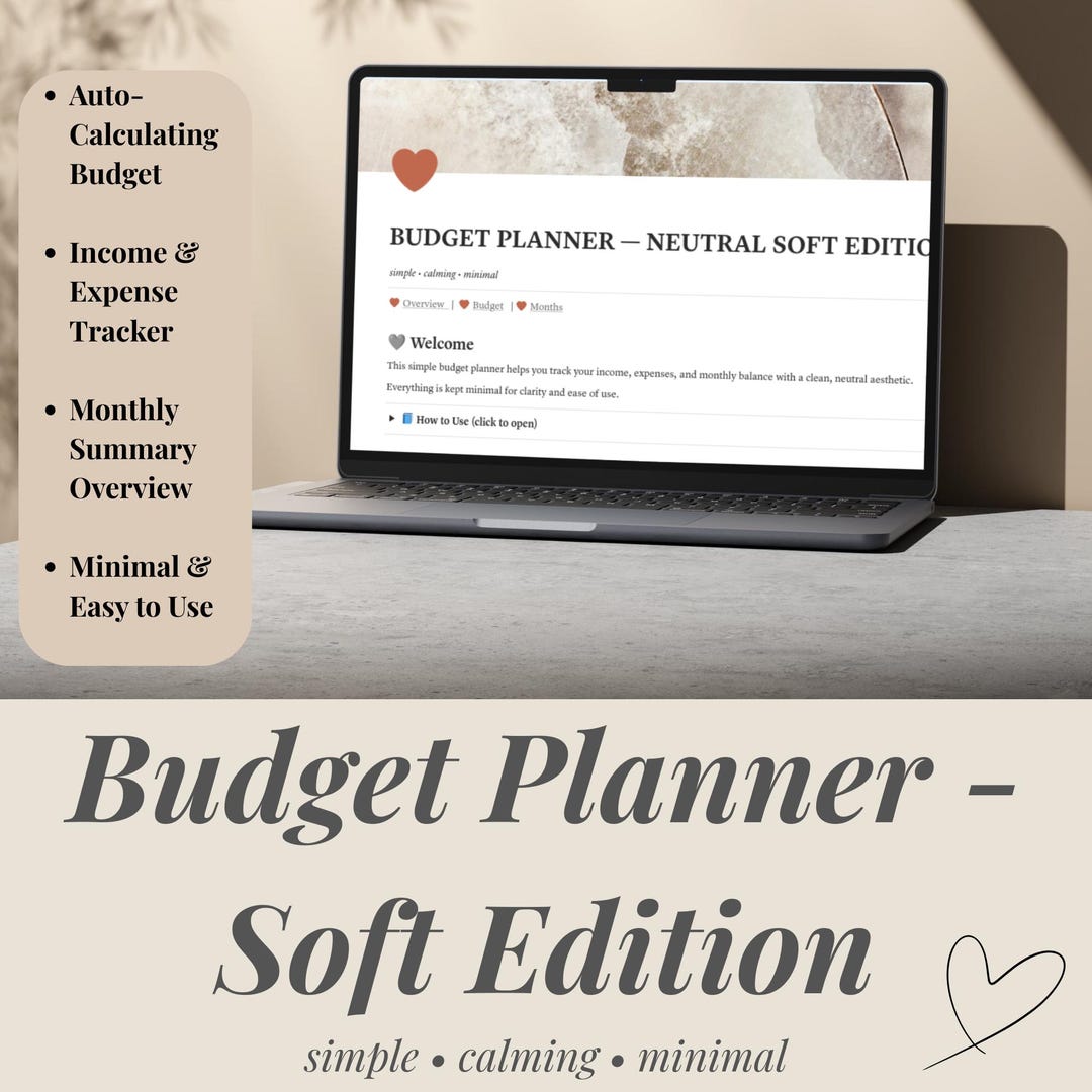 Minimalist Notion Budget Planner | Finance Tracker (digital Download ...