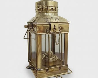Vintage Brass Anchor Oil Lamp – Handmade Maritime Decor
