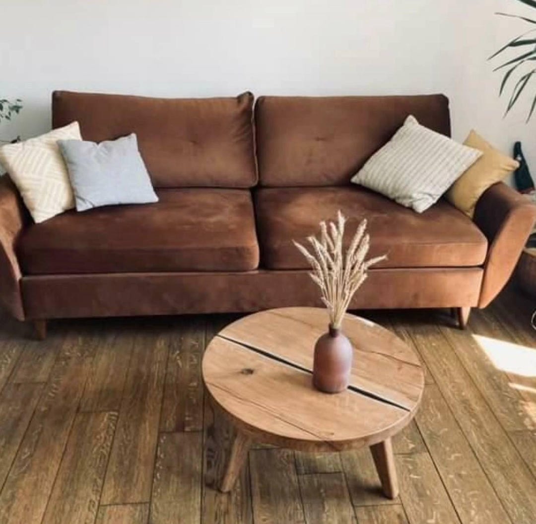 Solid Oak Round Side Table | Scandinavian Mid Century Modern Wood End ...