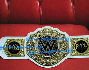 Worstelriem wereldkampioen dames – witte riem vergulde titelriem 4 mm zink HD