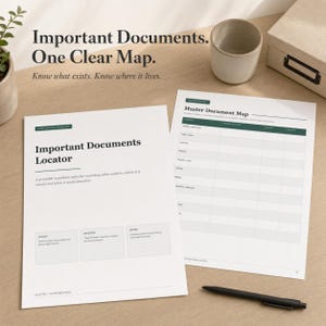Important Documents Organizer PDF, Printable Home Records Locator and Emergency File Index