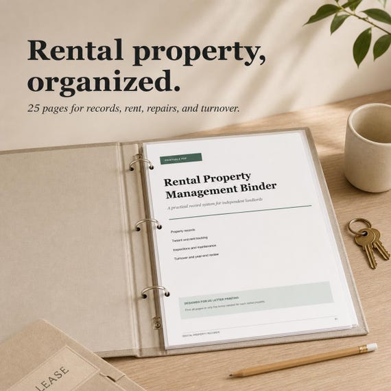 Rental Property Management Binder, Printable Landlord Planner PDF
