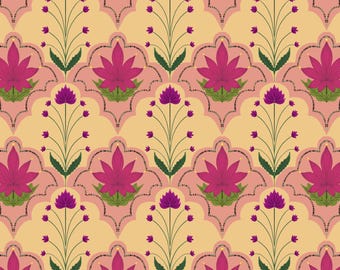Pink Floral Seamless Pattern | Vintage Indian Block Print Style (Digital Download)