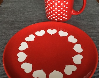 Waechtersback heart mug and dessert plate