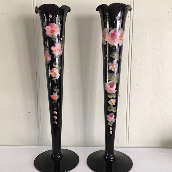 Black Trumpet Vases Etsy