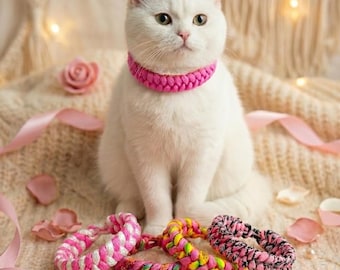 Handmade Pink Paracord Cat Collar, Breakaway Option