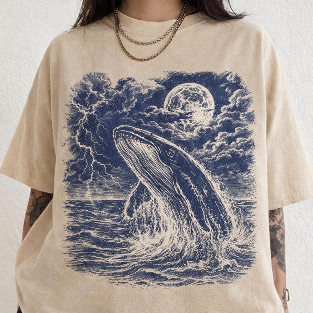 Vintage Blue Whale Graphic Shirt, Retro 90s Whale T-shirt, Ocean ...