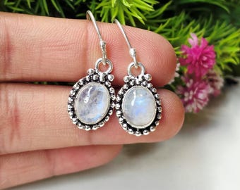 Moonstone Earrings, 925 Sterling Silver Handmade Earring , Dangle Earring , Gift For Valentine