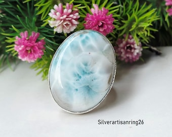 Oval -Cut Larimar Gemstone Pendant , 925 Sterling Silver Handmade Jewelry , Dainty Pendant , Stylish Pendant Gift For Her