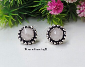 Rose Quartz Gemstone Earrings, Handmade Jewelry 925 Sterling Silver Earrings, Stylish Dainty Dangle Earrings