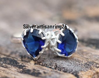 Handmade  Pear Shape Blue Topaz : 925 Sterling Silver Ring