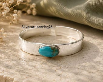 Bracciale Mohave Turchese, Bracciale fatto a mano, Bracciale in argento sterling 925, Regalo per la mamma