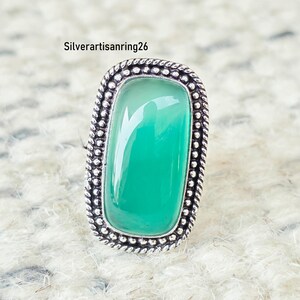 Green Onyx Ring , Rectangular Ring , 925 Sterling Silver Handmade Ring , Boho Stylish Ring , Gift For Mom