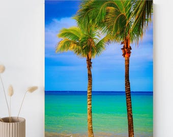 Beach Palm Photography Print, Modern Coastal Wall Art