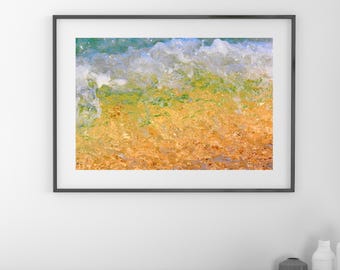 Outgoing Wave Abstract Beach Photography, Soft Ocean Waves Print, Coastal Wall Art