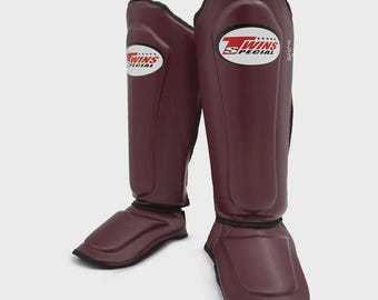 Espinilleras de cuero Twins Special para Muay Thai Kickboxing MMA