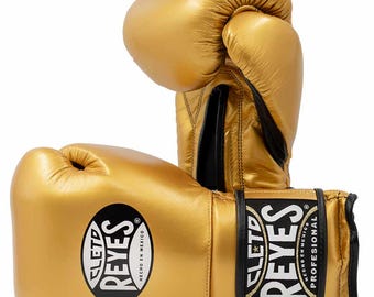 Cleto Reyes bokshandschoenen | Goudkleurige leren veters, handgemaakt