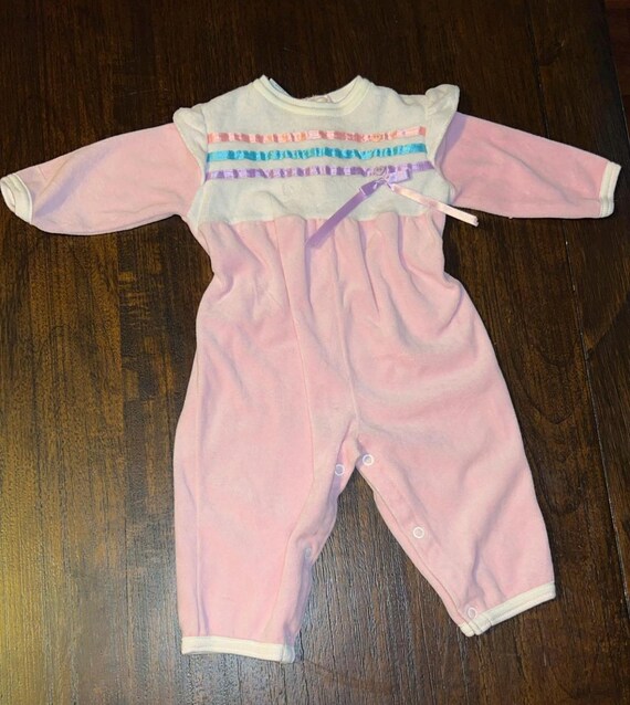 Vintage Doe Spun Pink Outfit, Heart Buttons (6-9 Months)