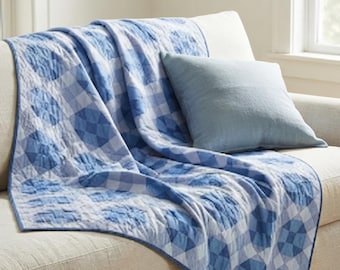 Geometric Circle Quilt Sewing PDF Patchwork Throw Template Modern Boho Bedroom Decor