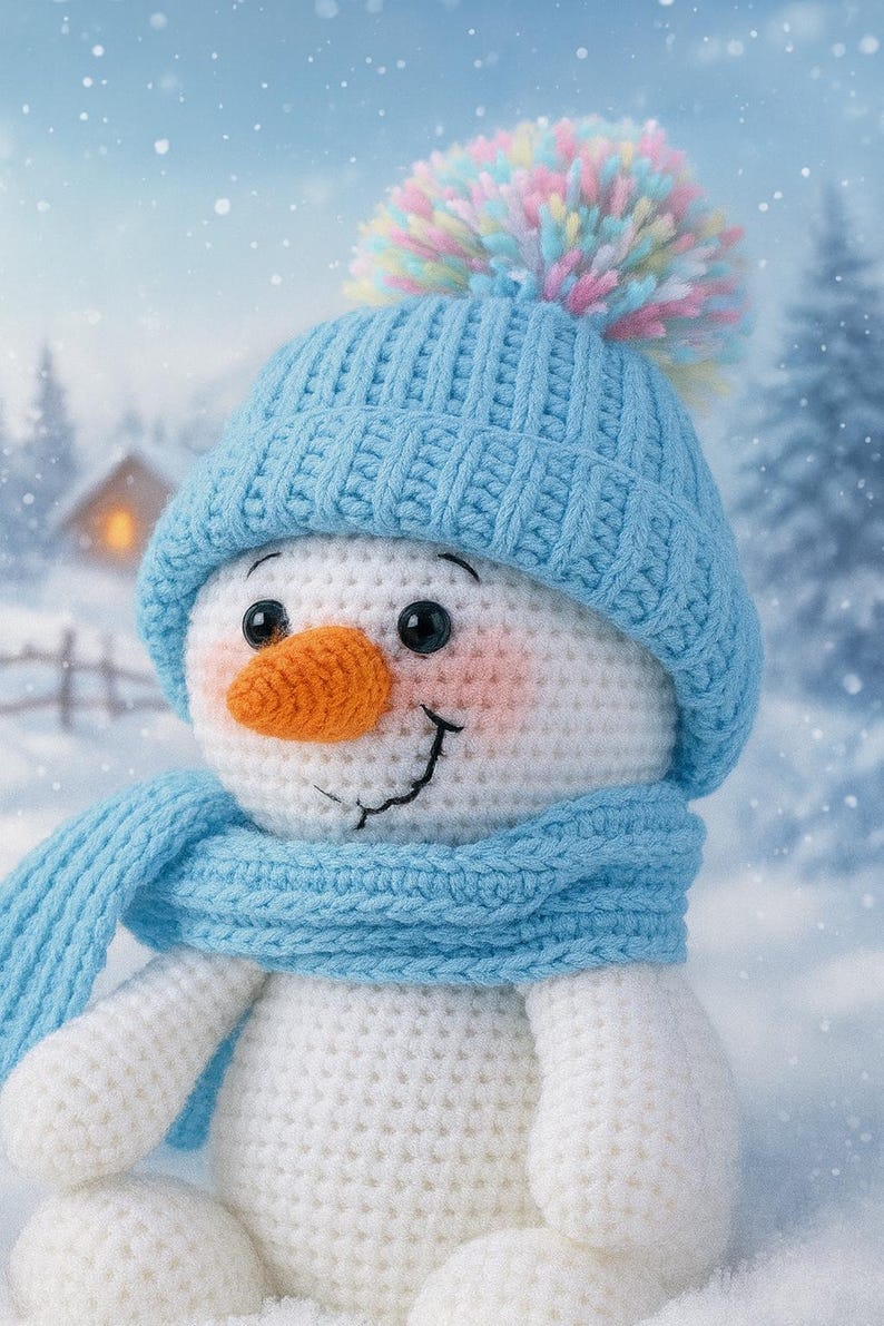 Crochet Snowman Pattern: Amigurumi New Year Toy (PDF - English), Christmas plush toys