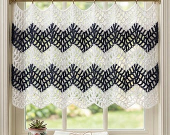 Crochet Curtain Pattern Boho Flower Home Decor Easy Beginner Kitchen Cafe Curtain PDF