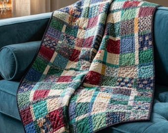 Scrap Quilt Pattern PDF Plaid Patchwork Throw Beginner Fabric Stash Buster Instant Download