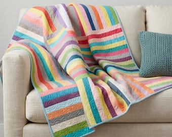 Baby Quilt Pattern PDF Easy Strip Piecing Tutorial Beginner Crib Blanket Modern Rainbow Nursery