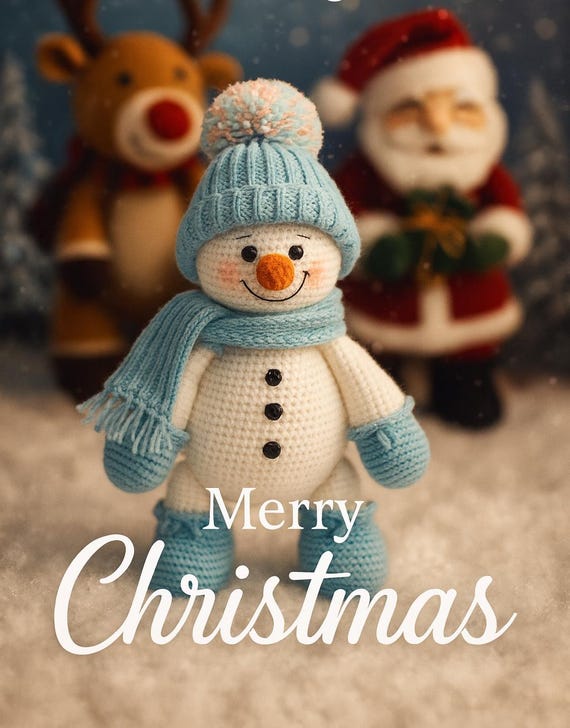 Snowman Crochet Pattern PDF • Amigurumi Winter Plush • Holiday Frosty Toy Tutorial • Beginner Christmas Doll