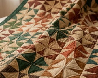 Quilt Pattern PDF Curved Piecing Tutorial Scrappy Throw Blanket Sewing Project Farmhouse Style