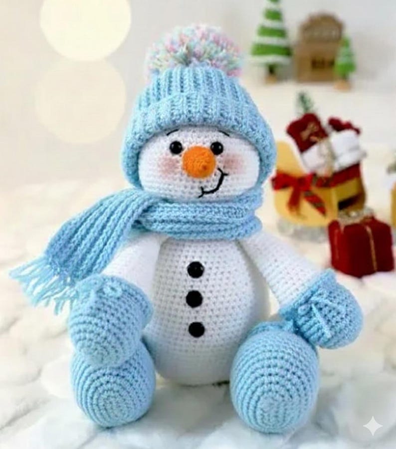 Snowman Crochet Pattern PDF, Amigurumi PDF, Christmas Holiday Gift, Easy Chrochet Pattern