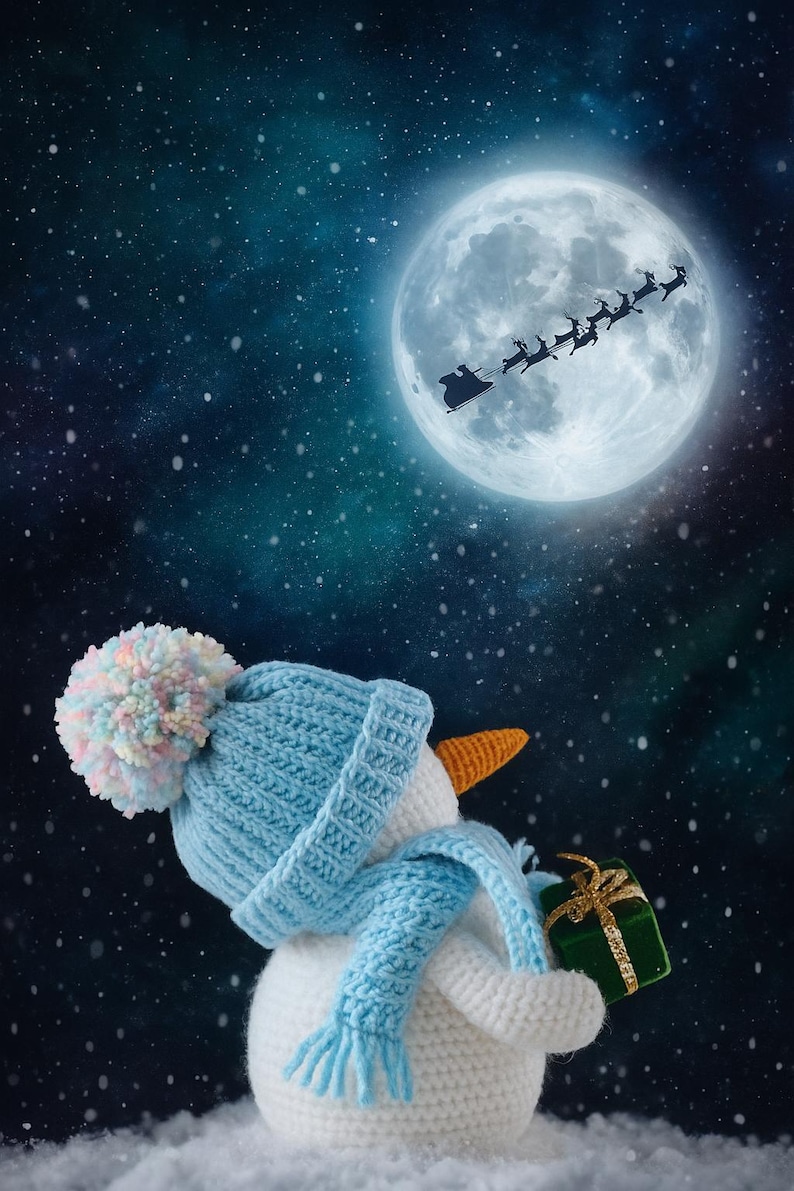 Plush Snowman Crochet Pattern PDF, Cute Amigurumi Winter Toy, Beginner Christmas Crochet Tutorial, Soft Velvet Snowman DIY Holiday Decor