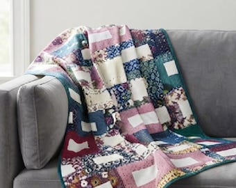 Log Cabin Plus Cross Quilt Block Pattern PDF Download Modern Patchwork Design