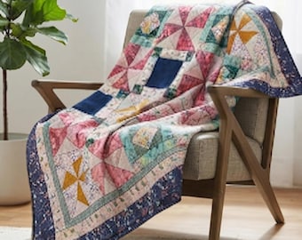 Star Pinwheel Quilt Pattern PDF Beginner Easy Scrappy Charm Pack Queen Lap Blanket Farmhouse