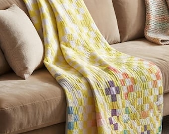 Easy Quilt Pattern PDF Beginner Floral Digital Download Modern Yellow Throw 62x80 DIY