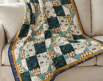Sawtooth Star Quilt Pattern PDF Charm Pack Woodland Forest Throw Beginner Easy Digital Download