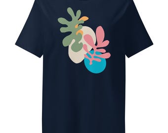 Abstract Botanicals II Organic Cotton T-Shirt, Modern Minimalist Floral Tee