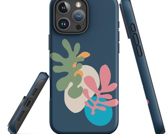 Abstract Botanicals Tough iPhone Case, Modern Floral Protective Cover
