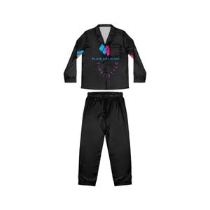 Pigiama in raso con illustrazione di rose blu / Completo da notte da donna in due pezzi