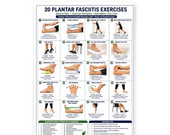 Plantar Fasciitis Exercises Printable | Foot & Heel Stretching Exercises | Pain Relief  Mobility Routine | Fitness Poster Workout Chart PDF