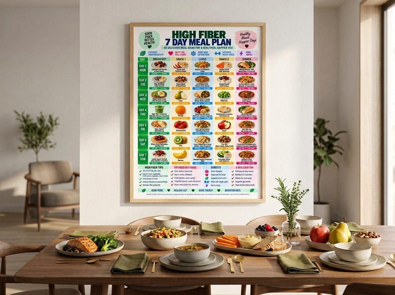 High Fiber 7 Day Meal Plan Printable, High Fiber Foods & Meal Ideas ...