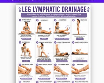 Bein Lymphdrainage Printable | Sanfte Bein Massage Anleitung PDF | Wellness Flow Routine | Geschwollene Beine Relief Übungen | Sofortdownload