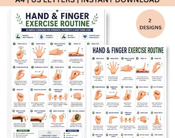 Rotina de exercícios para mãos e dedos em PDF para imprimir | 16 exercícios diários para mobilidade e força de preensão das mãos | Tabela de alongamento dos dedos para iniciantes