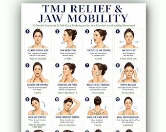 TMJ Relief Exercises Printable | Jaw Massage & Facial Relaxation Guide PDF | Jaw Mobility Routine | Face Relaxation Wellness Guide