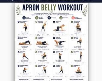 Apron Belly Workout Printable PDF, FUPA & Lower Belly Exercises for Women, Standing Core Workout, Home Fitness Exercise Chart