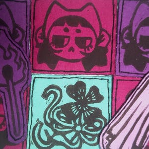 Handmade lino print sew on patch - mini gap filler applique on cotton