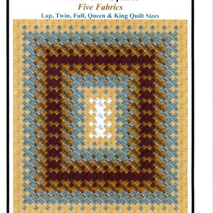 May include: A colorful quilt with a square pattern, featuring shades of gold, blue, and burgundy. The quilt is labeled "Fabric Dance" and is a Queen size, measuring 95 inches wide by 108 inches long.